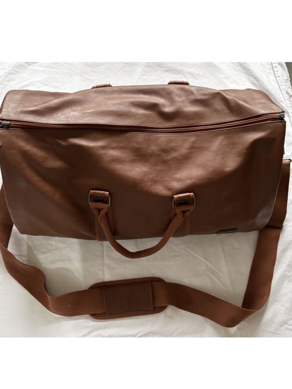 Classic Brown Leather Duffel Garment Bag for Men - Picture 4 of 10